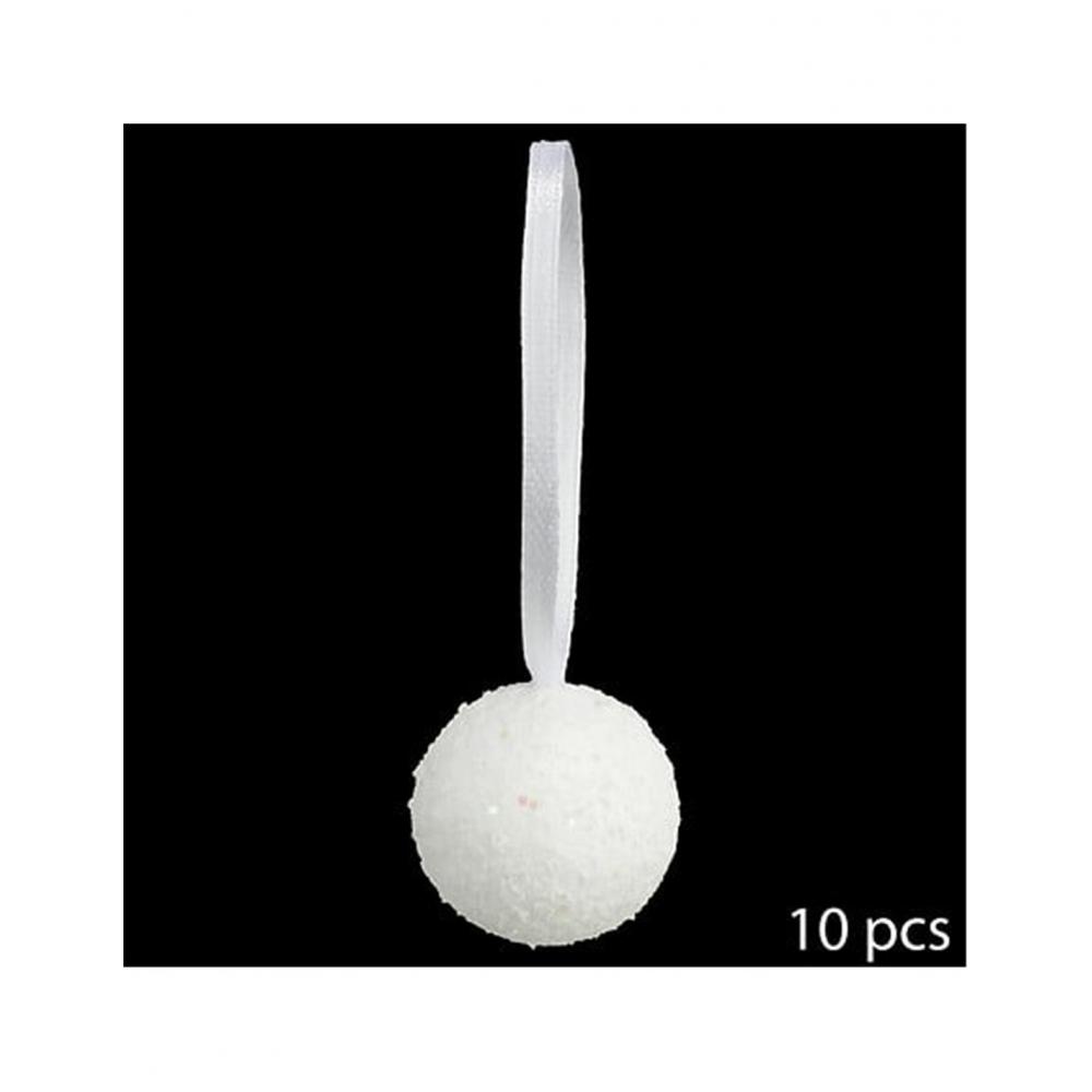 Μπάλα λευκή glitter Φ6cm σ/10 Plastona 07.113279