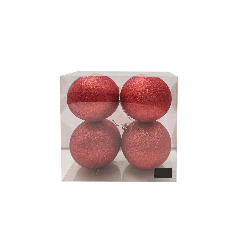 Μπάλα πλαστ.glitter Φ10 κόκκινη σ/4 Plastona 00.01.13010