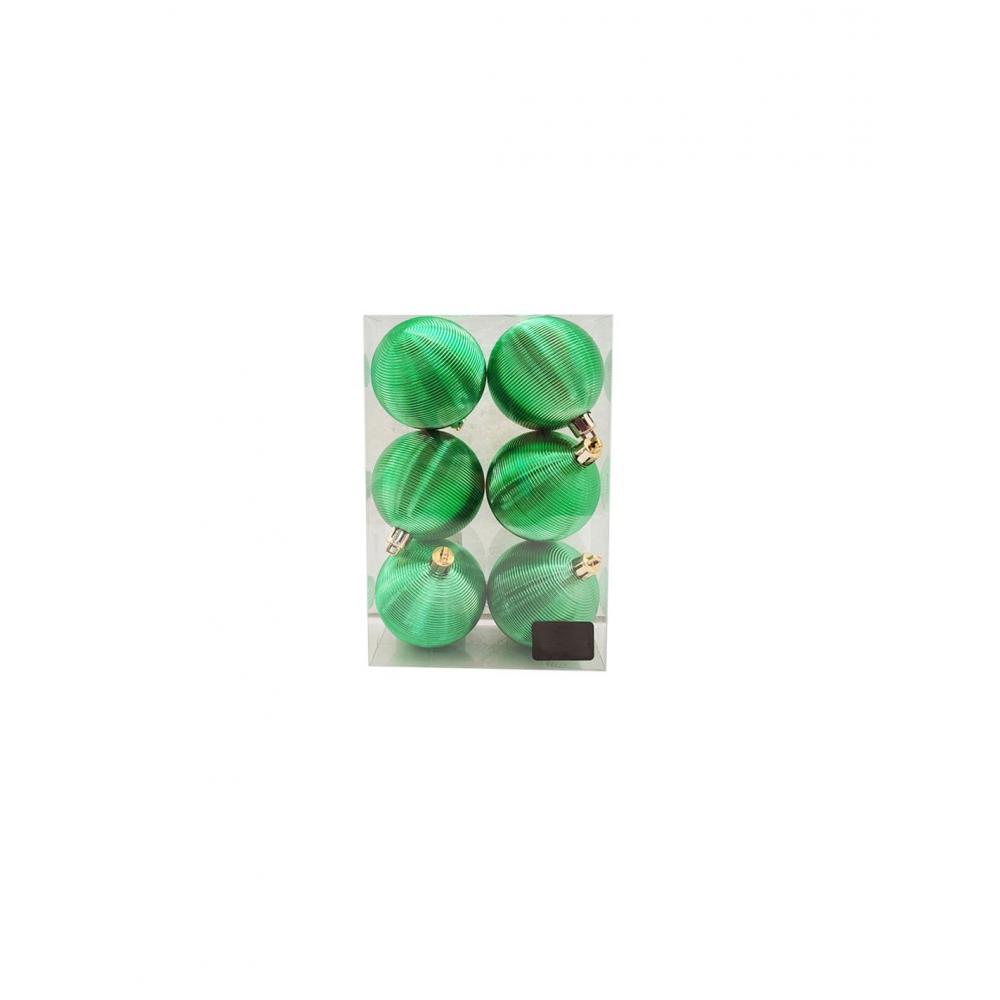 Μπάλα πλαστ.ριγέ Φ6 πράσινη  σ/6 Plastona 00.01.13003