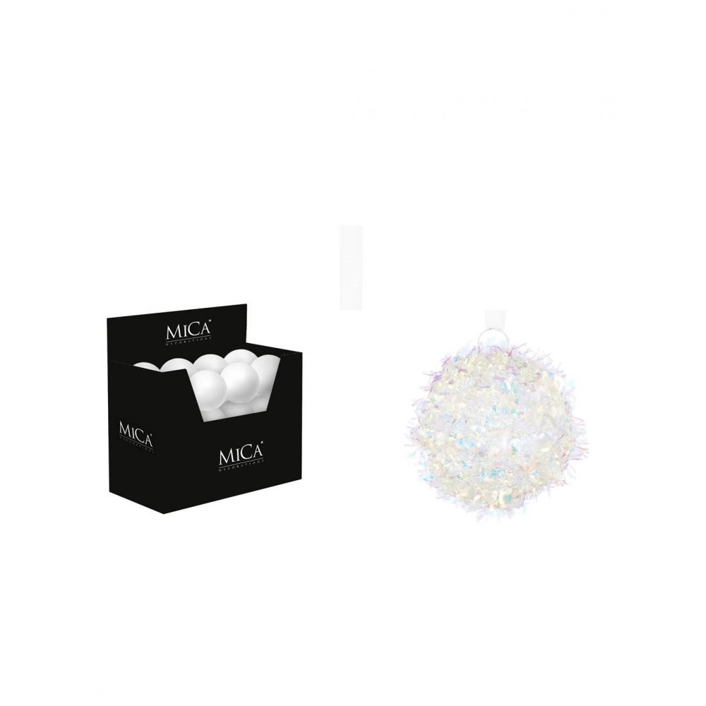 Μπάλα χνουδωτή λευκό ιριδίζον Φ10cm Plastona 02.1179853