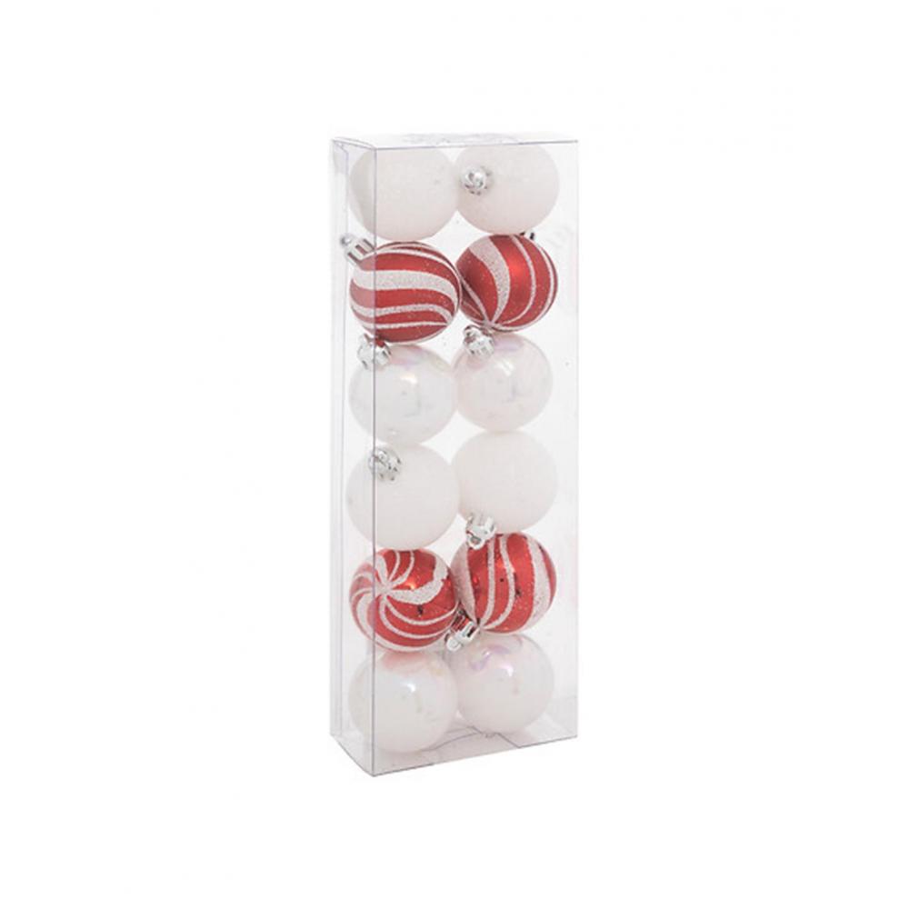 Μπάλες σετ 12τεμ. κόκκινες λευκές Φ4cm Plastona 07.129153RB