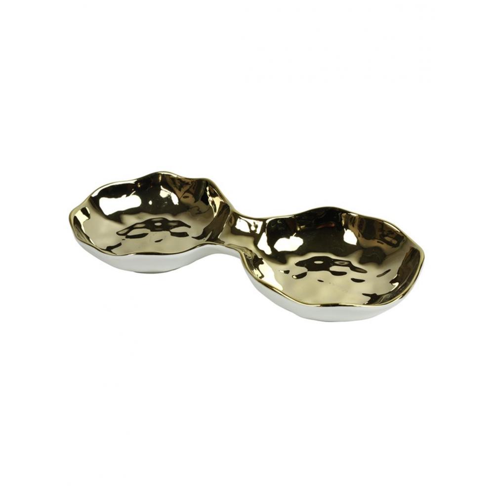 Μπωλ κεραμ.διπλό χρυσό/λευκό 25,5x11,5x3,5cm Plastona 013.809777