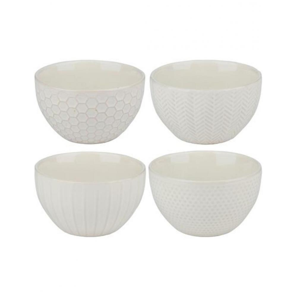 Μπωλ κεραμ. Λευκό 4σχέδια 320ml/Φ11H6,5 cm Plastona 03.49919