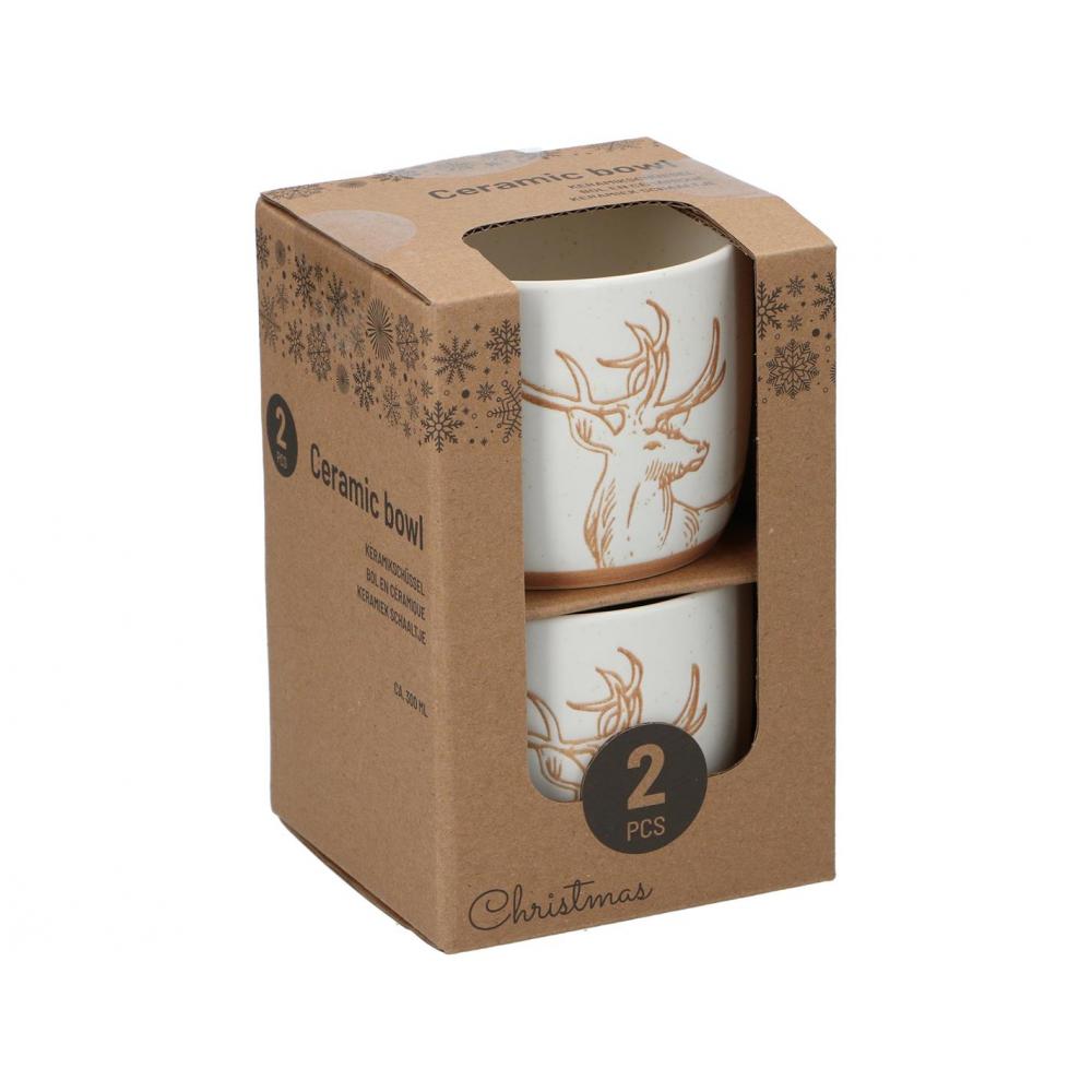 Μπωλ κεραμικό Christmas  set 2pcs Φ9Η7cm Plastona 03.00988
