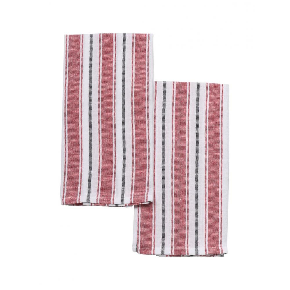 Πετσέτες κουζίνας βαμβ./polyester ριγέ κόκκινη set2pcs 40x60cm Plastona 05.4502733
