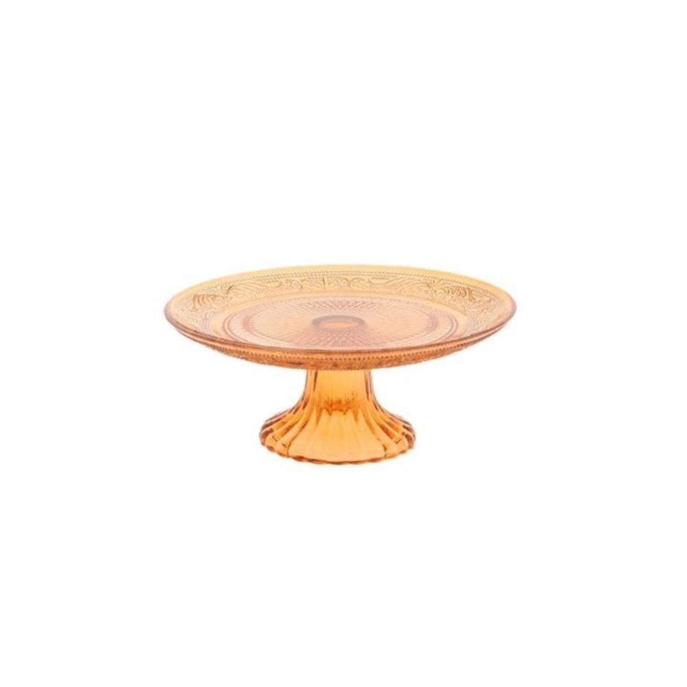 Πιατέλα γυαλ.με πόδι πορτοκαλί  Julia  20Χ7 Plastona 012.862524105