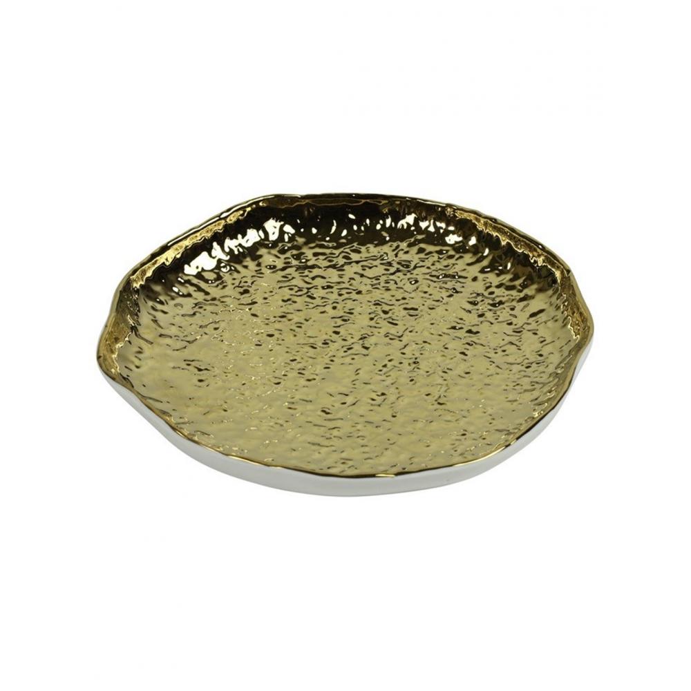Πιατέλα κερ.λευκή/χρυσή Φ17,5 Η2,5cm Plastona 013.809798