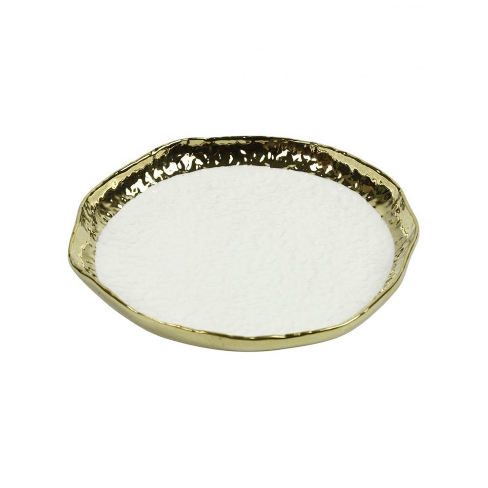 Πιατέλα κερ.χρυσή/λευκή Φ17,5 Η2,5cm Plastona 013.809795