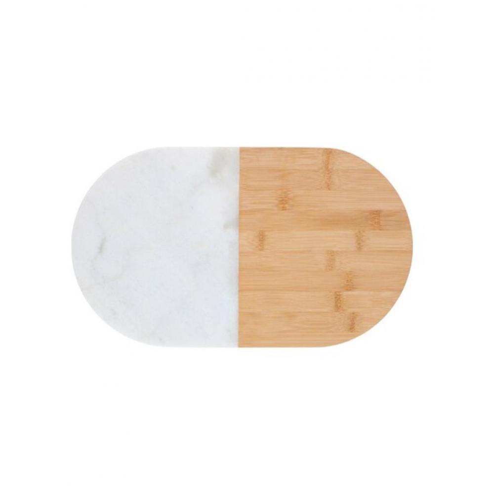 Πιατέλα σερβ.bamboo με μάρμαρο οβαλ 37Χ22 Plastona 03.47178