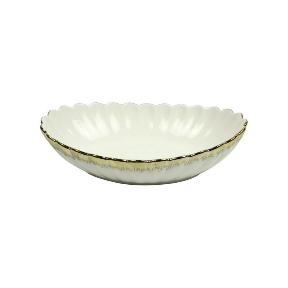 Πιατέλα σερβ.κεραμ.λευκή/χρυσή 20Χ14Η5,5cm Plastona 013.809744