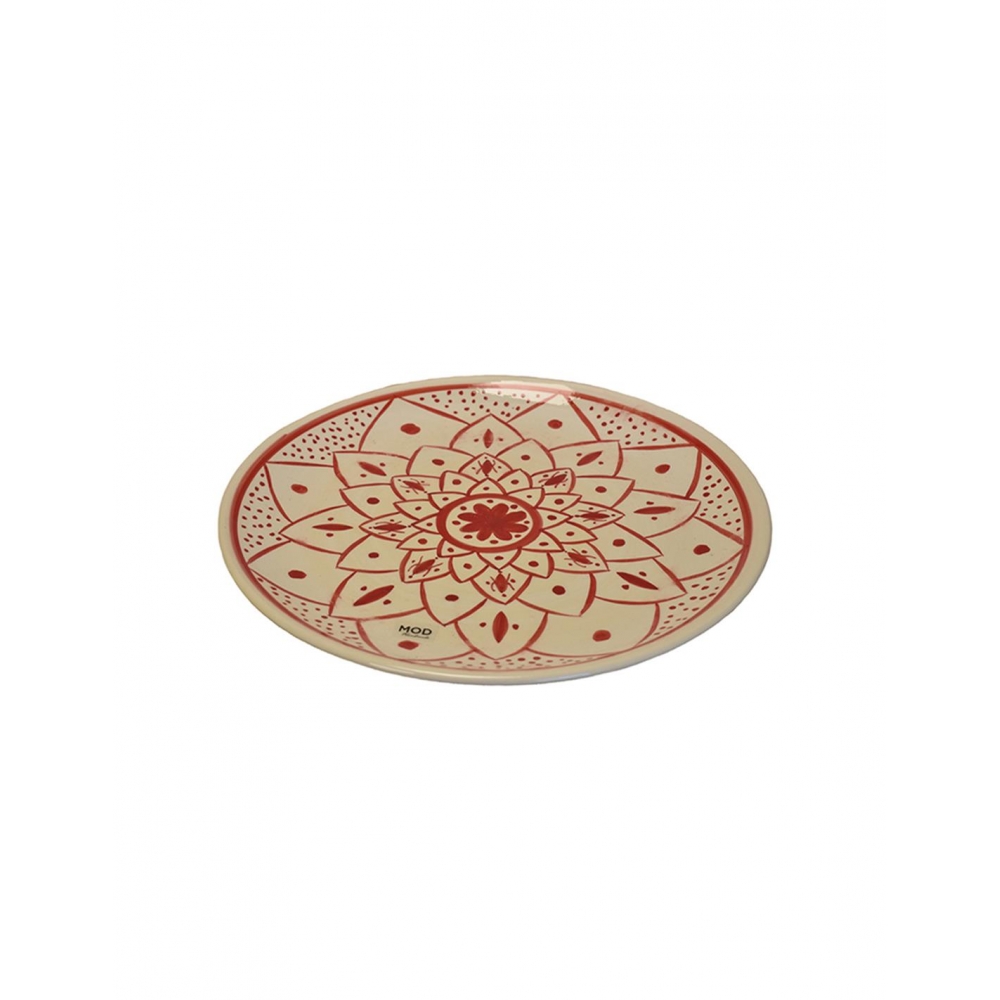 Πιάτο διακοσμ.κεραμ.χειροποίητο 25εκ.red mandala Plastona 026.0035