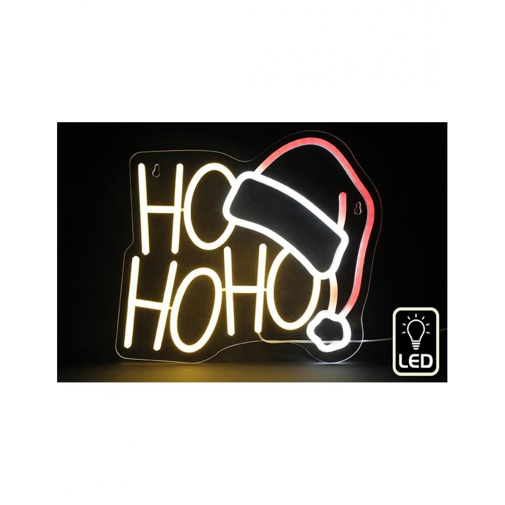 Πινακίδα neon Led HO HO HO 30x27,5εκ. Plastona 014.XM5722