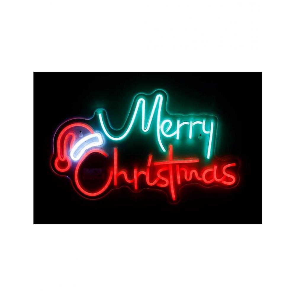 Πινακίδα neon Led MERRY XMAS 43x26εκ. Plastona 014.XM5765
