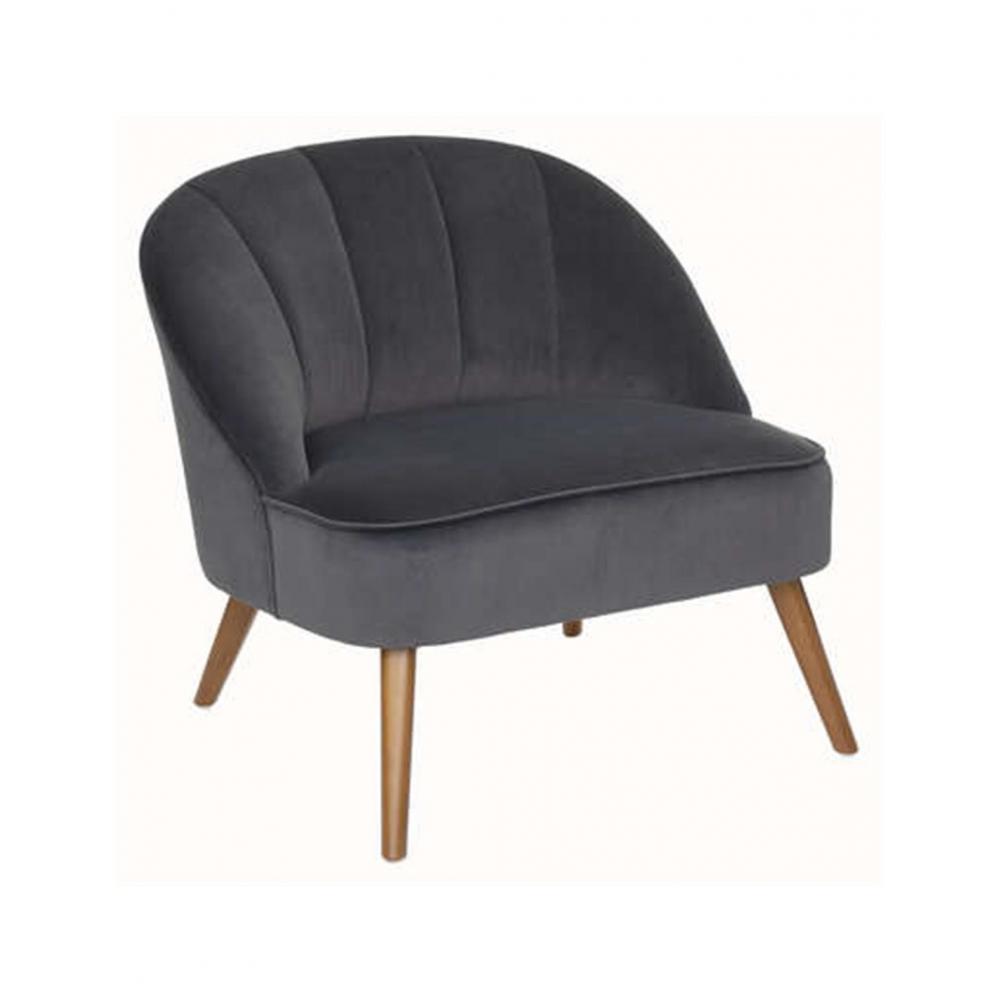 Πολυθρόνα γκρι με ξύλινα πόδια 78x72x71 cm Plastona 07.185079A