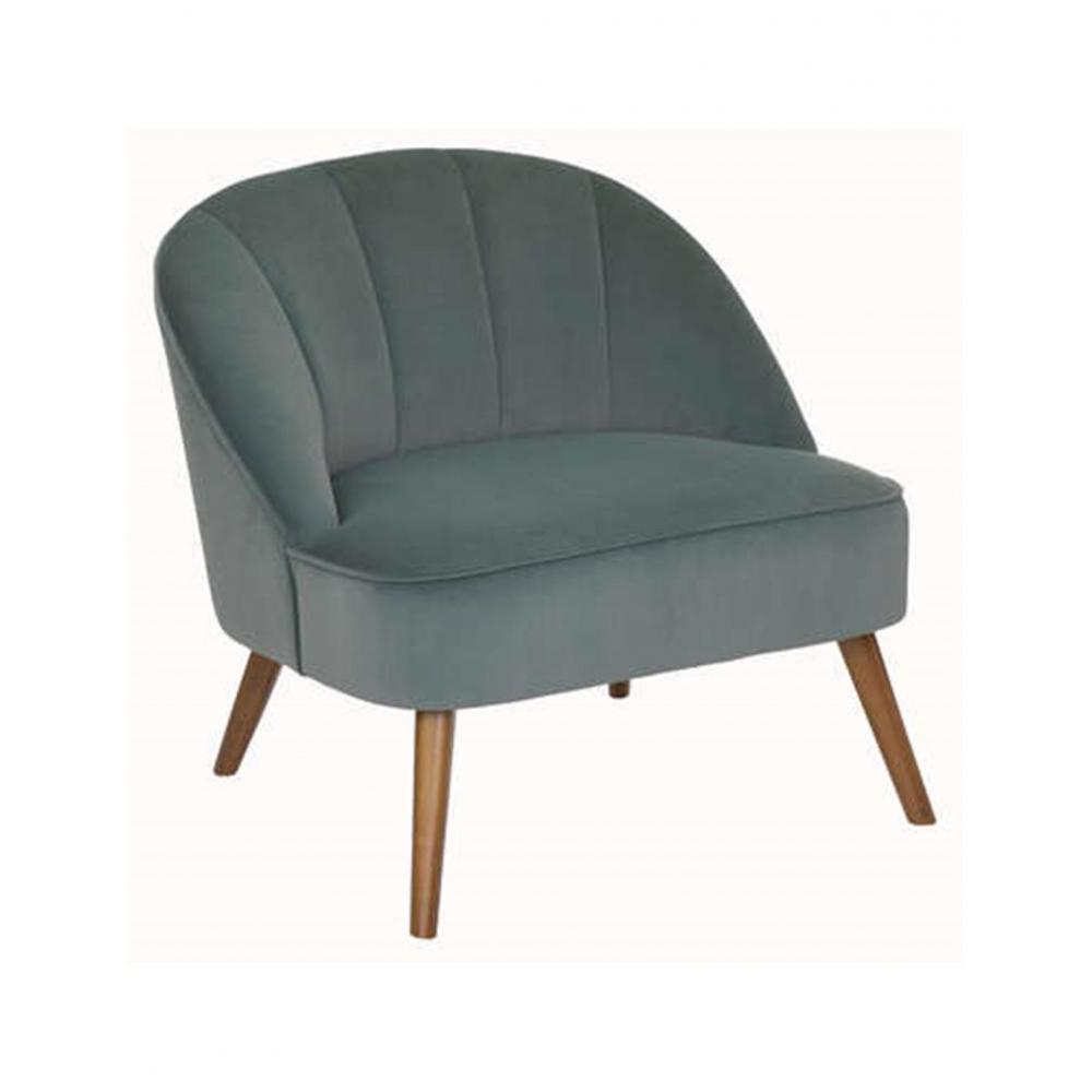 Πολυθρόνα πράσινη με ξύλινα πόδια 78x72x71 cm Plastona 07.185079B