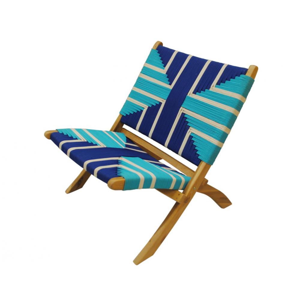 Πολυθρόνα Teak wood/μπλε πλέξη 60x80x73cm Plastona 031.126215