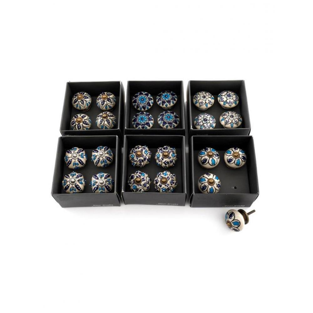 Πόμολα blue floral 6χρώματα σ/4 Plastona 014.HH5738