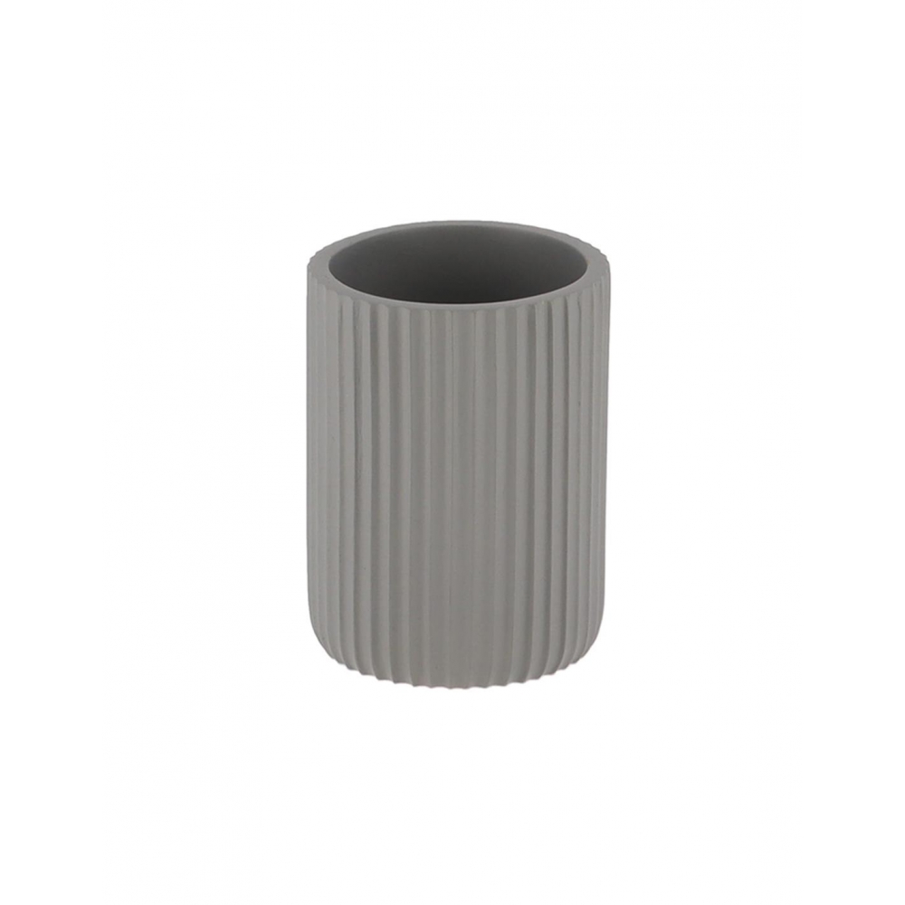 Ποτήρι μπάνιου polyresin γκρι stripes 7x9.5cm Plastona 06.61103180