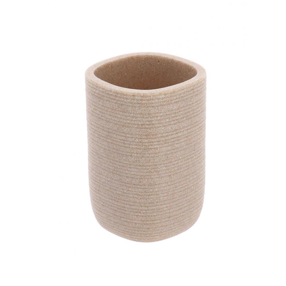 Ποτήρι μπάνιου polyresin ριγέ αν.καφέ 7,5x11 Plastona 06.61178161