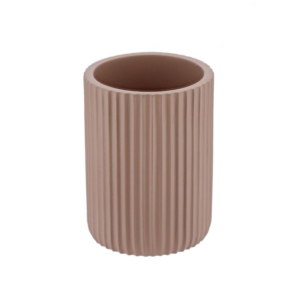 ποτήρι μπανιου polyresin ριγέ cappuccino 7x9.5cm Plastona 06.61103166