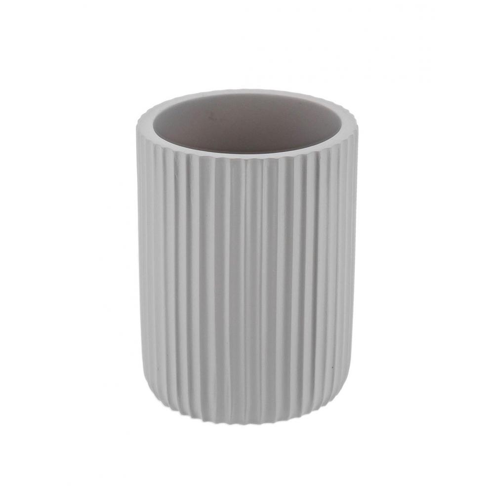 ποτήρι μπανιου polyresin ριγέ cement γκρι 7x9.5cm Plastona 06.61103183