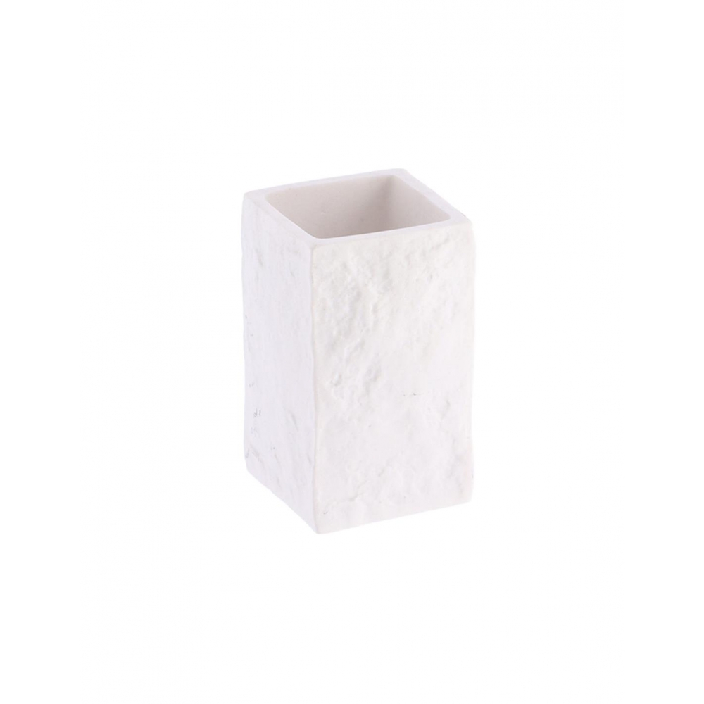 Ποτήρι μπάνιου polyresin τετρ.stone λευκό Plastona 06.61120100