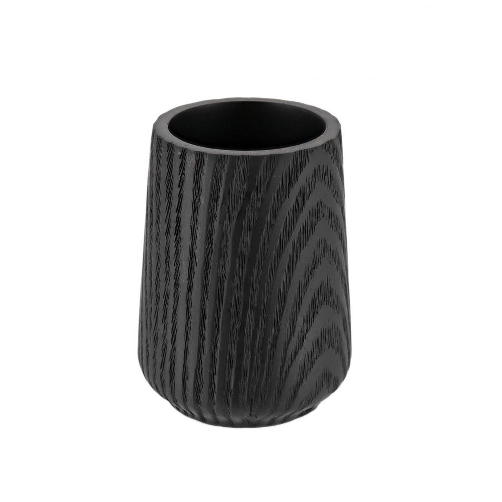 Ποτήρι μπάνιου polyresin wood effect μαύρο 8x11cm Plastona 06.61203103