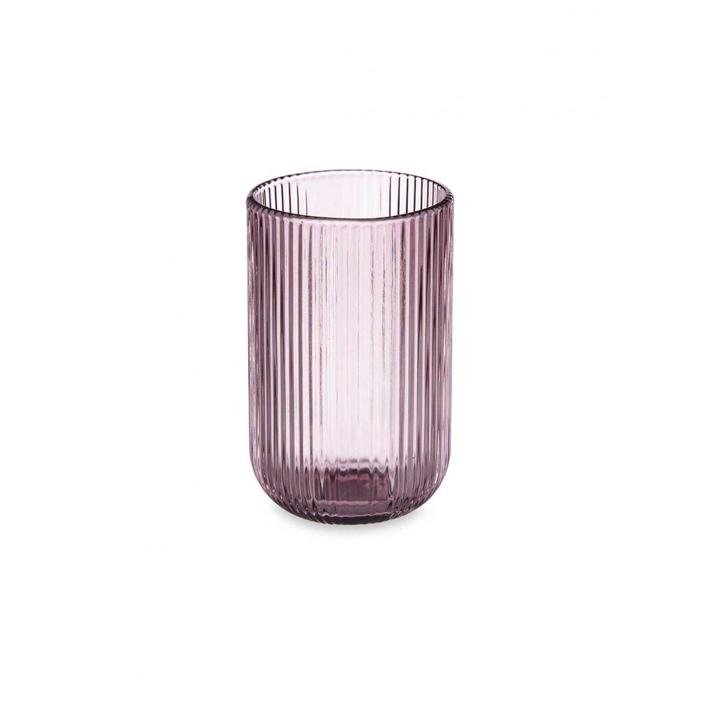 Ποτήρι νερού γυαλ.ροζ ριγωτό 430ml/7,9x12,8cm Plastona 029.84921