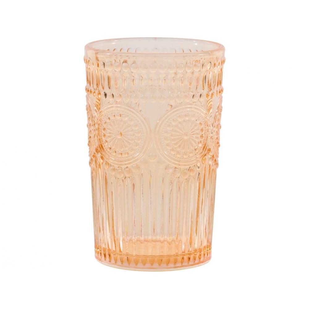 Ποτήρι νερού πορτοκαλί s/4 κλασικό 360ml/7,8x12,6cm Plastona 03.32281