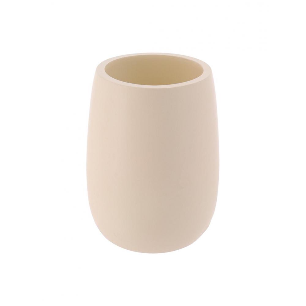 Ποτήρι οδοντόβουρτσας polyresin  εκρού 350ml/7,5x11cm Plastona 06.61194105