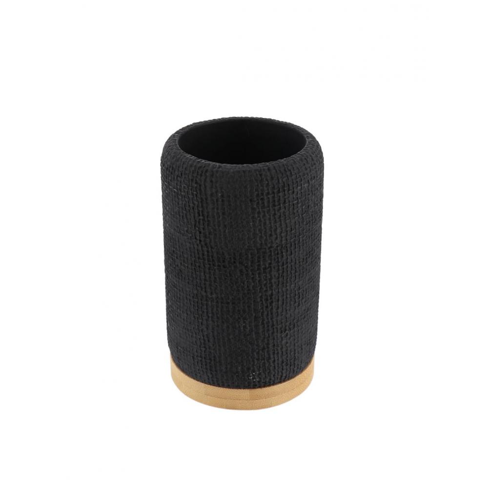 Ποτήρι polyresin μαύρο με bamboo Plastona 06.61161103
