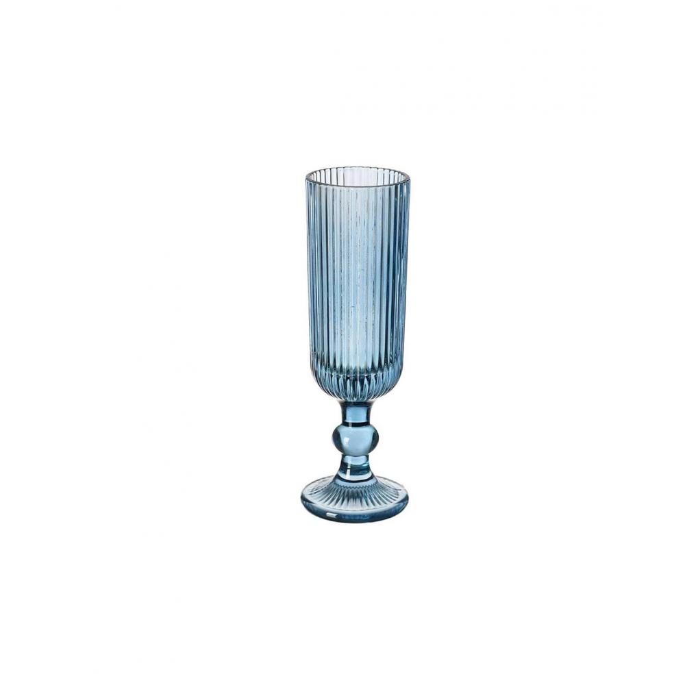 Ποτήρι σαμπάνιας ριγωτό μπλε 160ml/6x18,4cm Plastona 029.84924