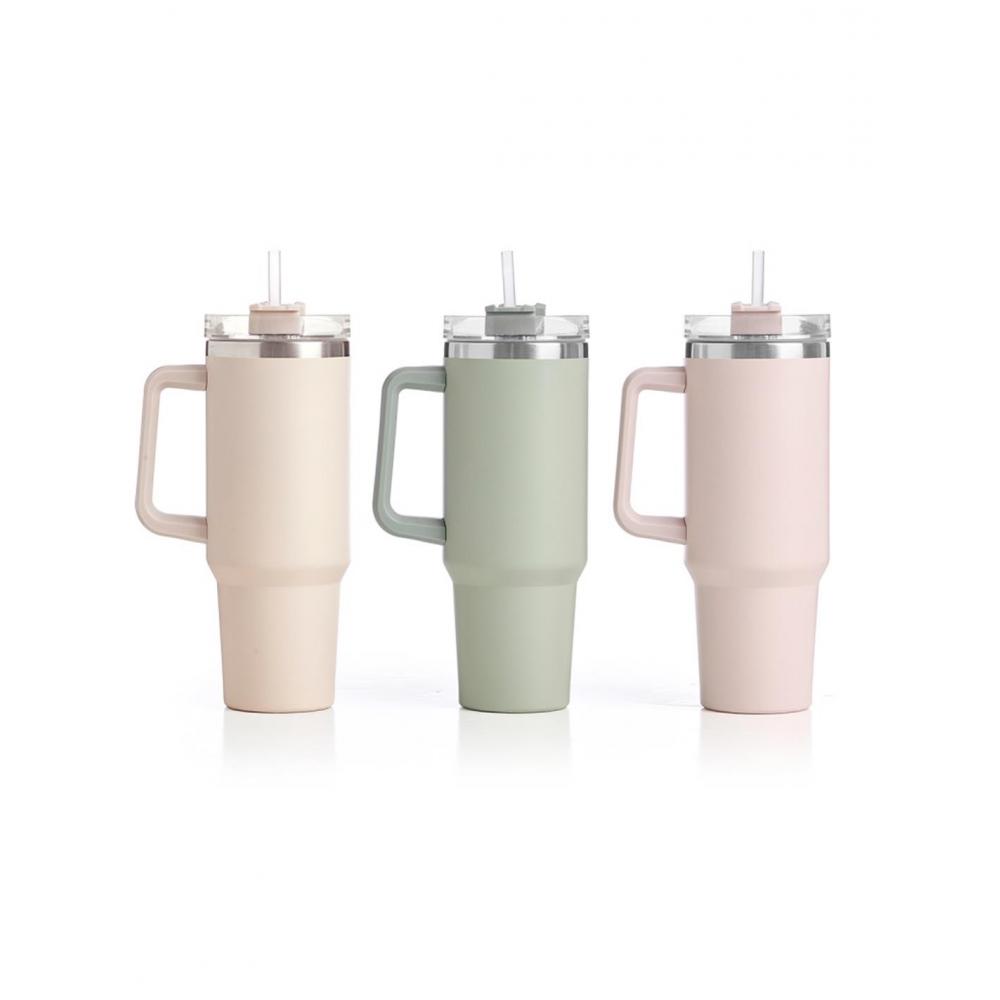 Ποτήρι θερμός με καλαμάκι/3χρώματα 1200ml/10x32cm Plastona 029.11698