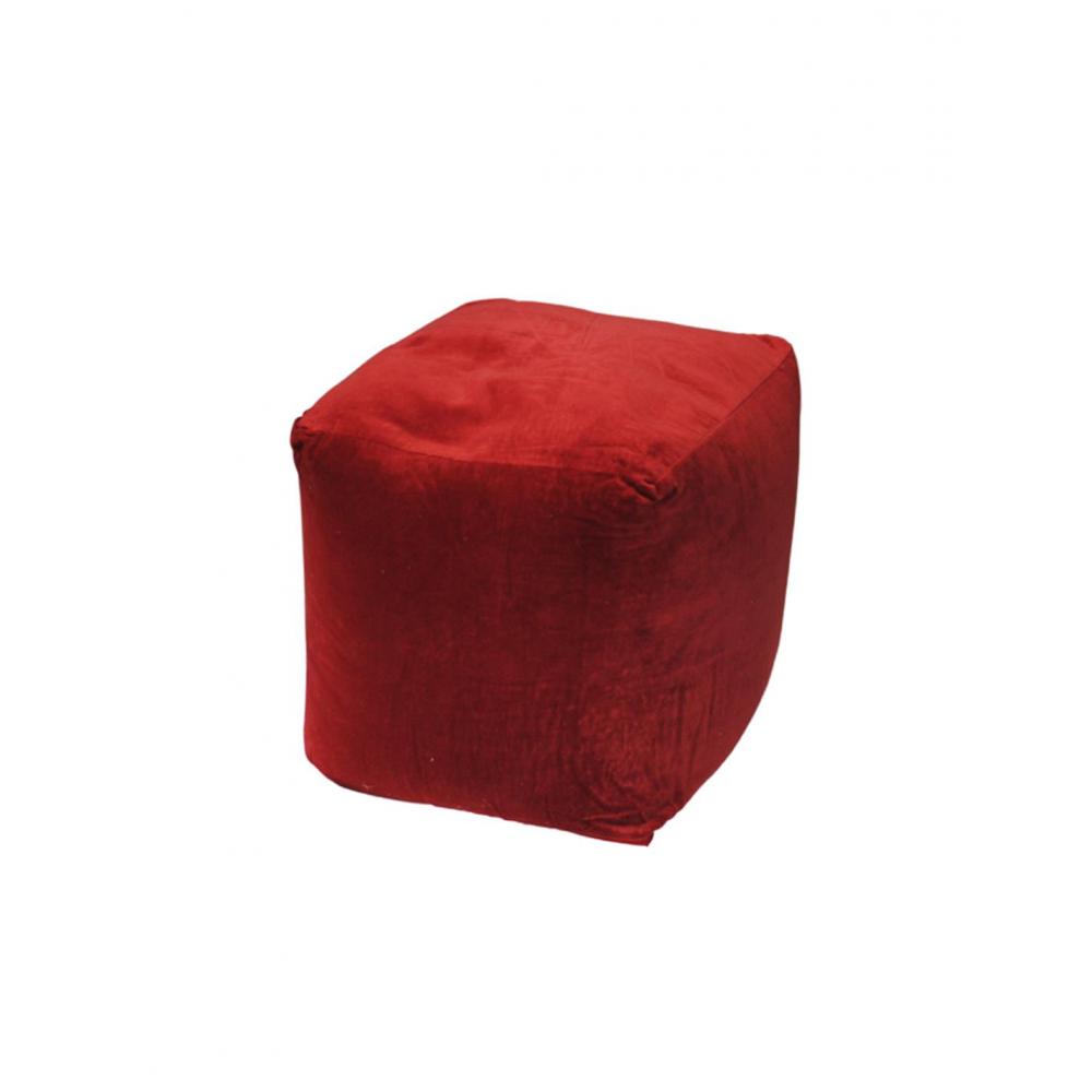 Πουφ βελούδινο κόκκινο 45Χ45Χ45cm Plastona 00.02.23181