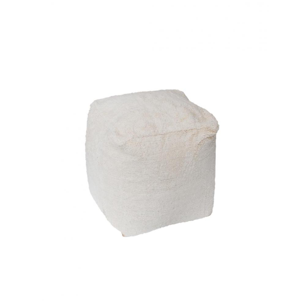 Πουφ μπουκλέ εκρού 45Χ45Χ45cm Plastona 00.02.23124