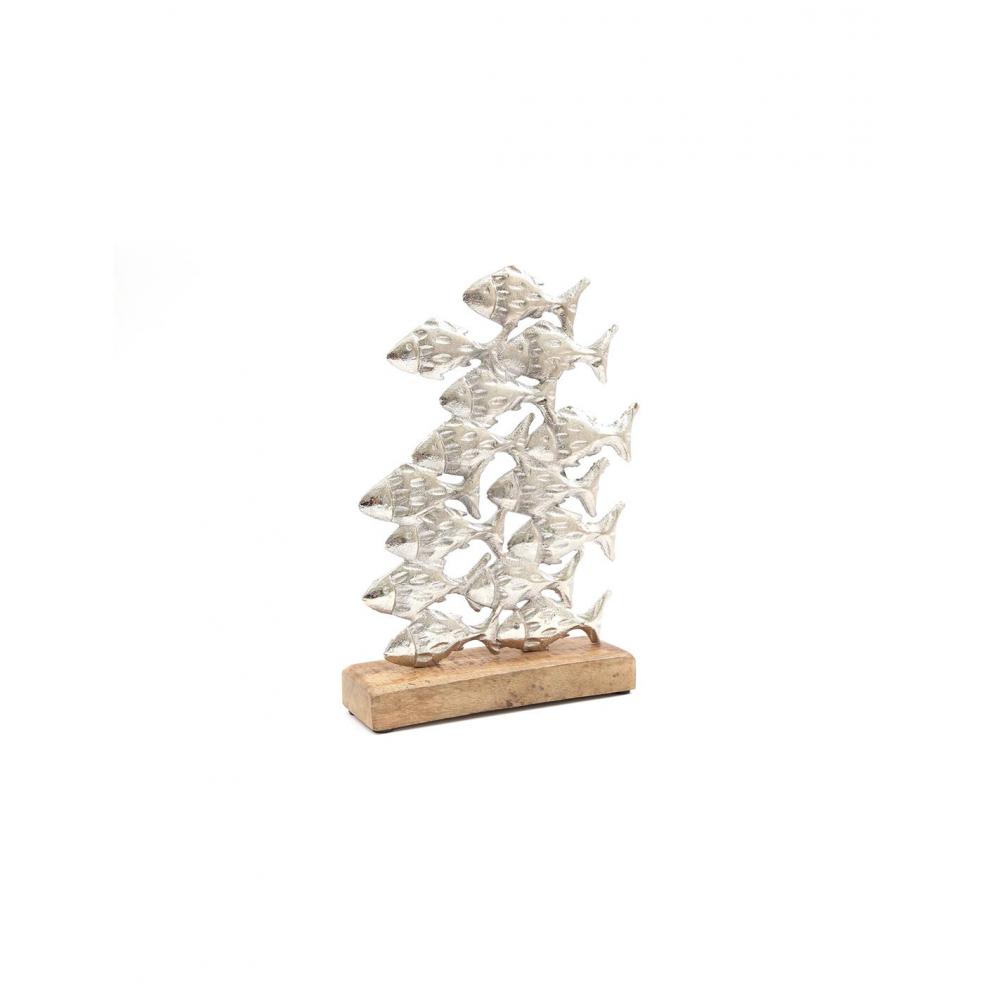 Ψάρια aluminium σε ξύλινη βάση 19x5x27cm Plastona 014.SS0964