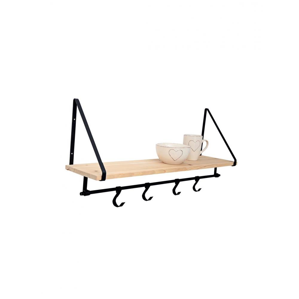 Ραφιέρα τοίχου μεταλ.ξύλο 75x20H31cm Plastona 014.WF0032