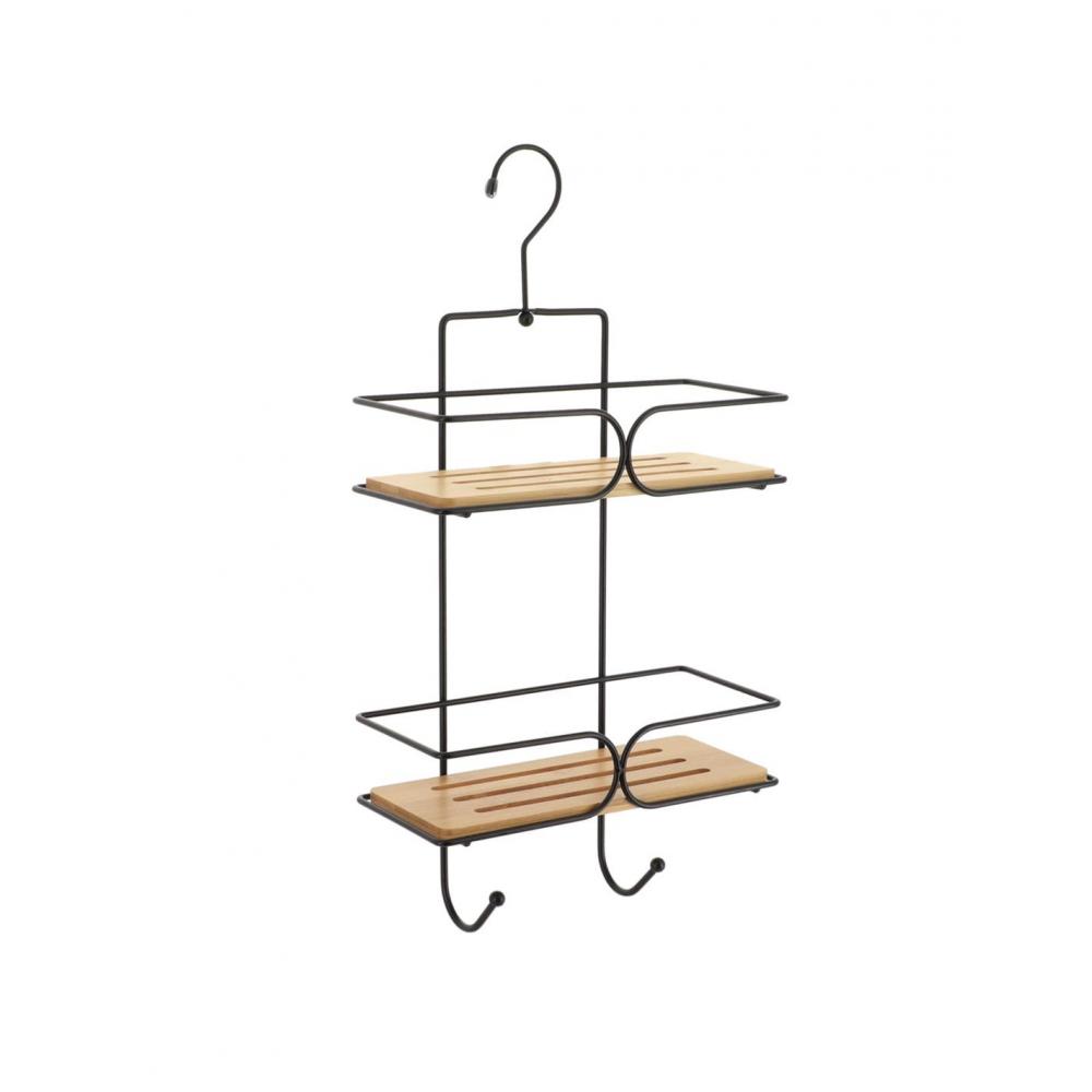 Ραφιέρα τοίχου μεταλ.μαύρη/bamboo 2 Ράφια 25x11x50cm Plastona 06.9117237