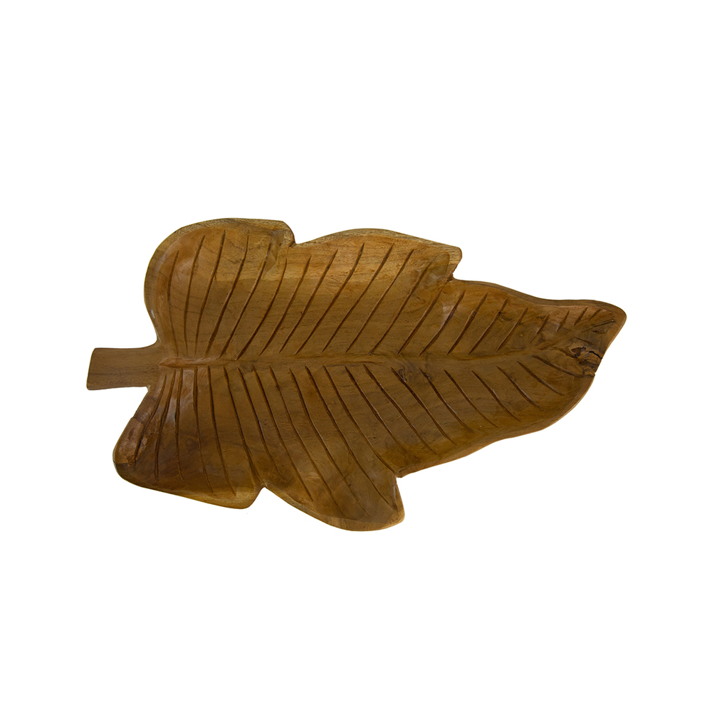 Artekko Woody Διακοσμητική Πιατέλα Φύλλο από Ξύλο Teak Φυσική Απόχρωση (40x24x6)cm Artekko SA80208