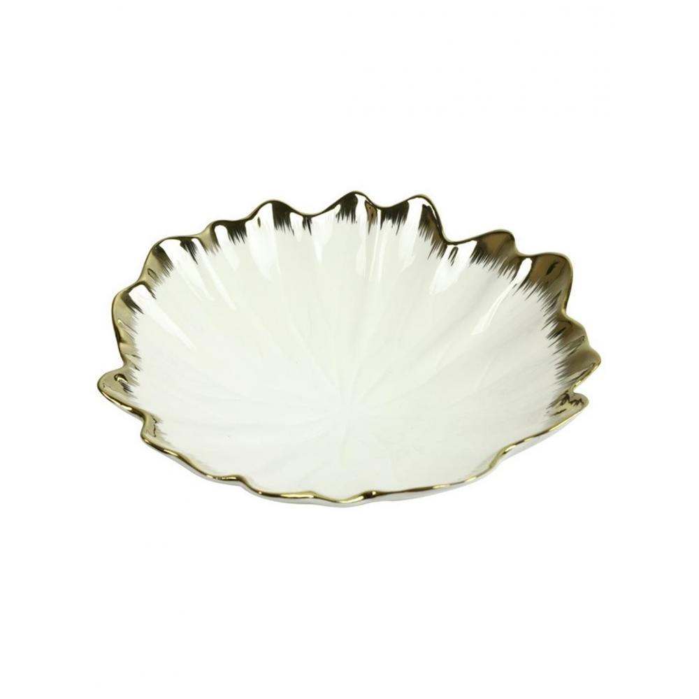 Σαλατιέρα κεραμ.λευκή/χρυσή Φ22,5Η6,5cm Plastona 013.809760