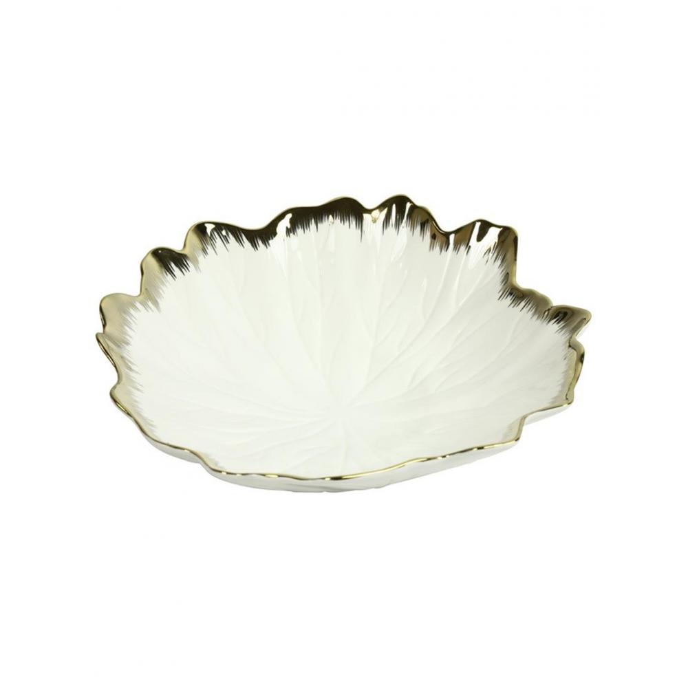 Σαλατιέρα κεραμ.λευκή/χρυσή Φ29Η8cm Plastona 013.809761