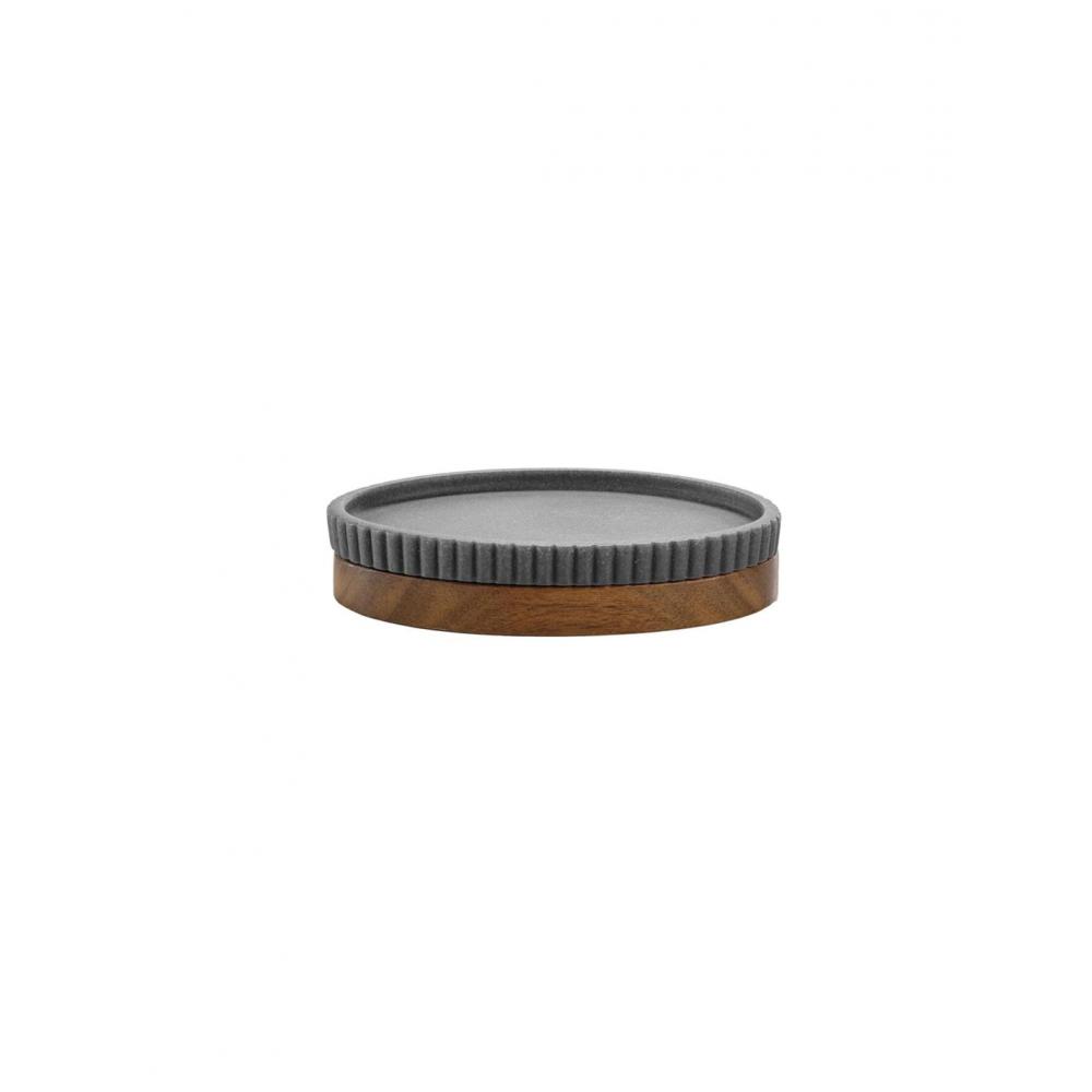 Σαπουνοθήκη γκρι ριγωτη βάση ακακία 14 x 9.5 x 2.8cm OUT Plastona 027.1802075