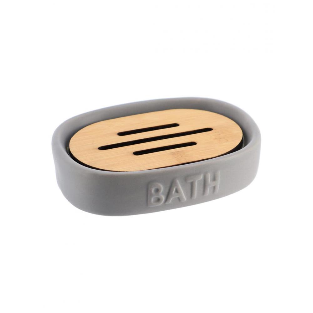 Σαπουνοθήκη κεραμ.γκρι με bamboo Plastona 06.6493260