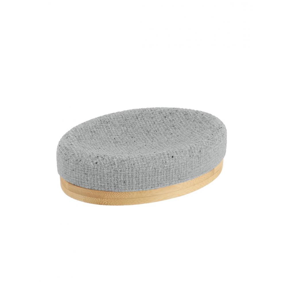 Σαπουνοθήκη polyresin γκρι με bamboo Plastona 06.64161180