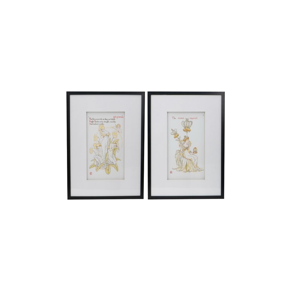 Artekko Botanical Πίνακας με Κορνίζα Πλαστικό Γυαλί Μαύρο Λευκό (50x3x70)cm Σετ/2 Artekko SM78455