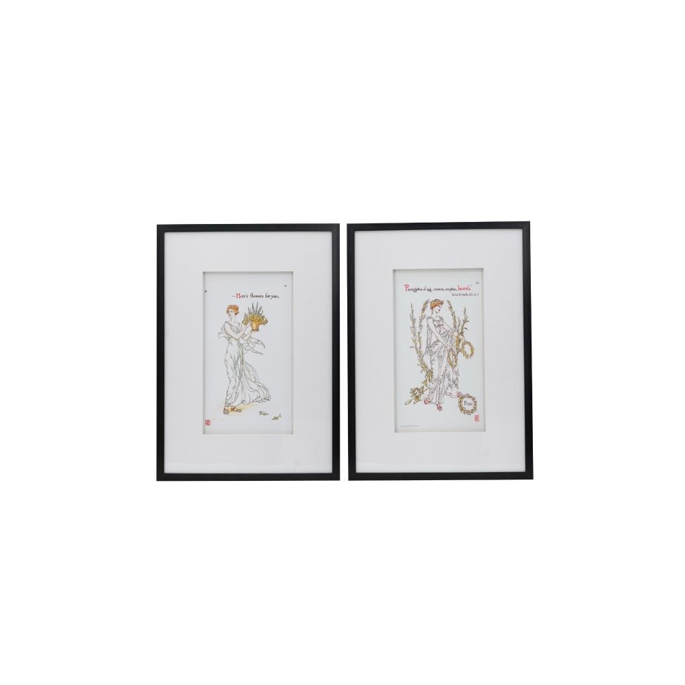 Artekko Botanical Πίνακας με Κορνίζα Πλαστικό Γυαλί Μαύρο Λευκό (50x3x70)cm Σετ/2 Artekko SM78456