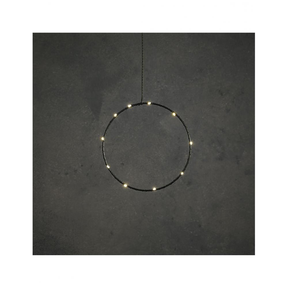 Στεφάνι μαύρο με 10LED λαμπάκια/warm white/μπαταρία Φ20cm Plastona 02.1119065