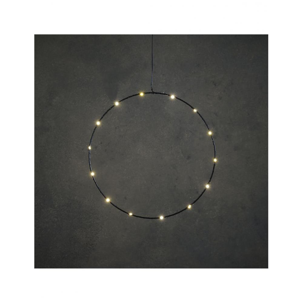Στεφάνι μαύρο με 15LED λαμπάκια/warm white/μπαταρία Φ35cm Plastona 02.1119064
