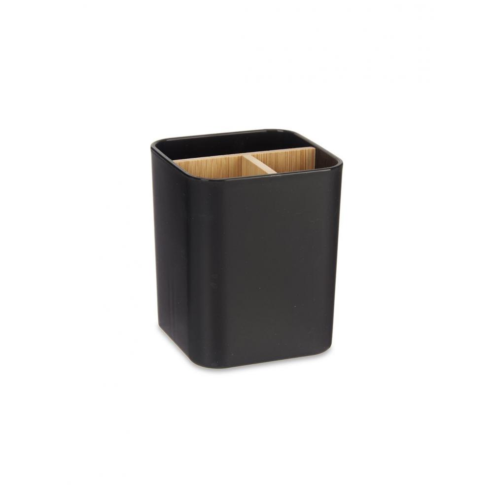 Θήκη κουζίνας μαύρη/bamboo χωρίσματα 9 x 9 x 11 cm Plastona 029.89417