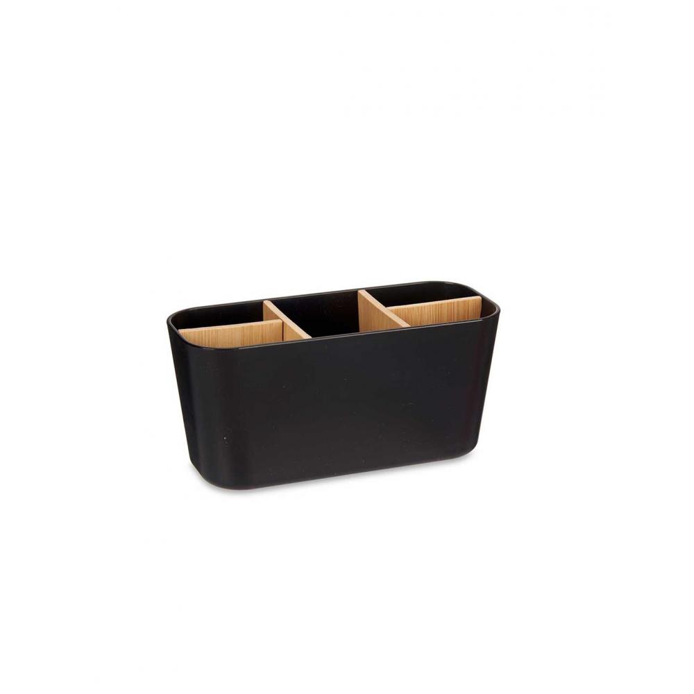 Θήκη οργάνωσης μαύρη/bamboo χωρίσματα 9 x 21 x 10 cm. Plastona 029.89422